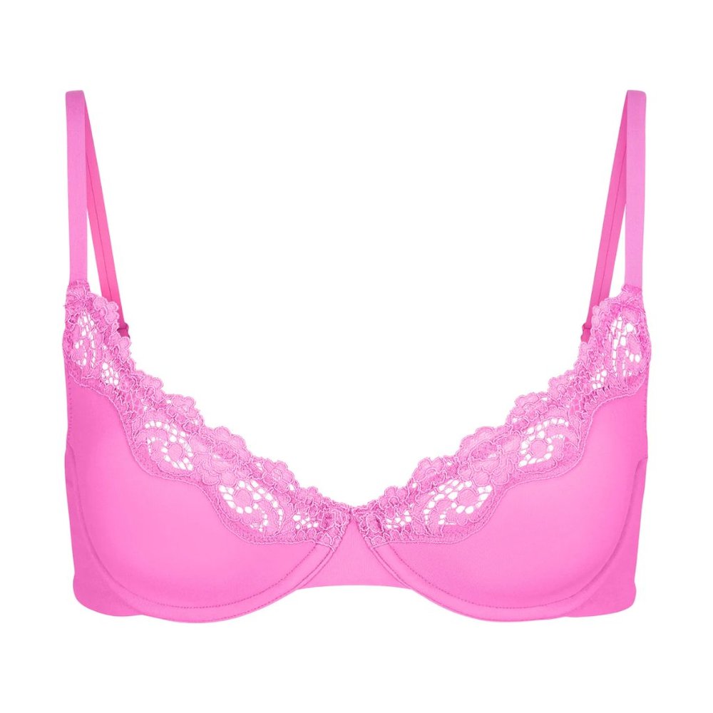 Skims Fits Everybody Lace Underwire Bra - Neon Orchid